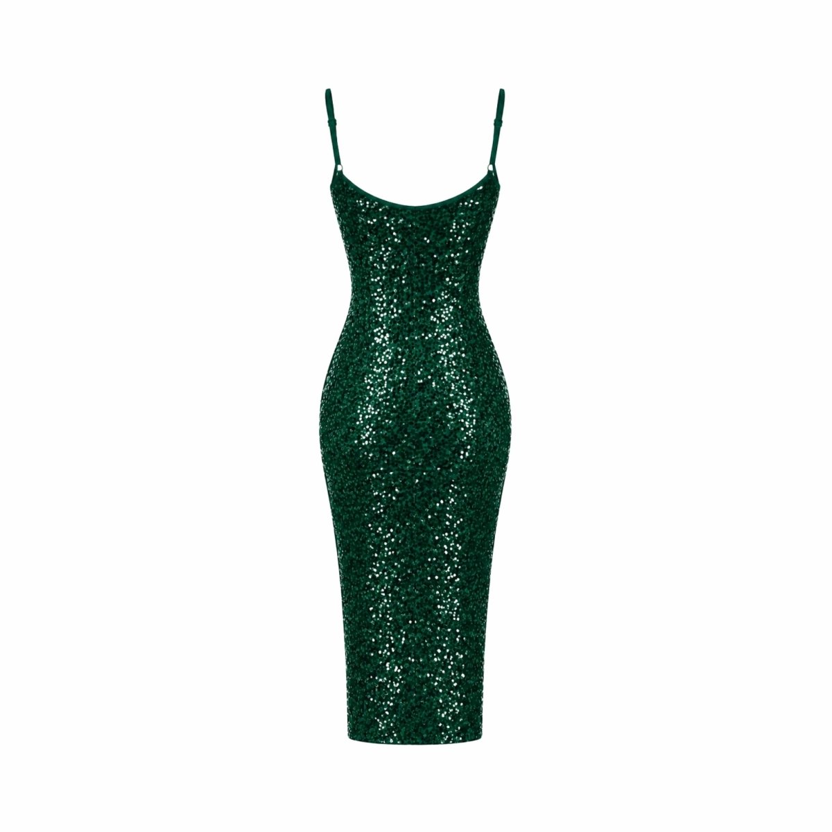 Vestido midi de lentejuelas para mujer con abertura lateral-Midi Dress-Casaluzia