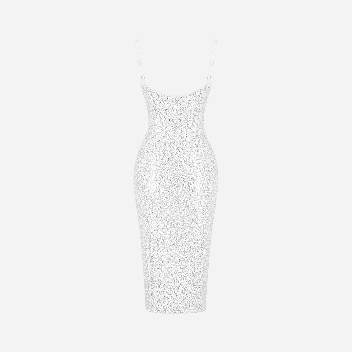 Vestido midi de lentejuelas para mujer con abertura lateral-Midi Dress-Casaluzia