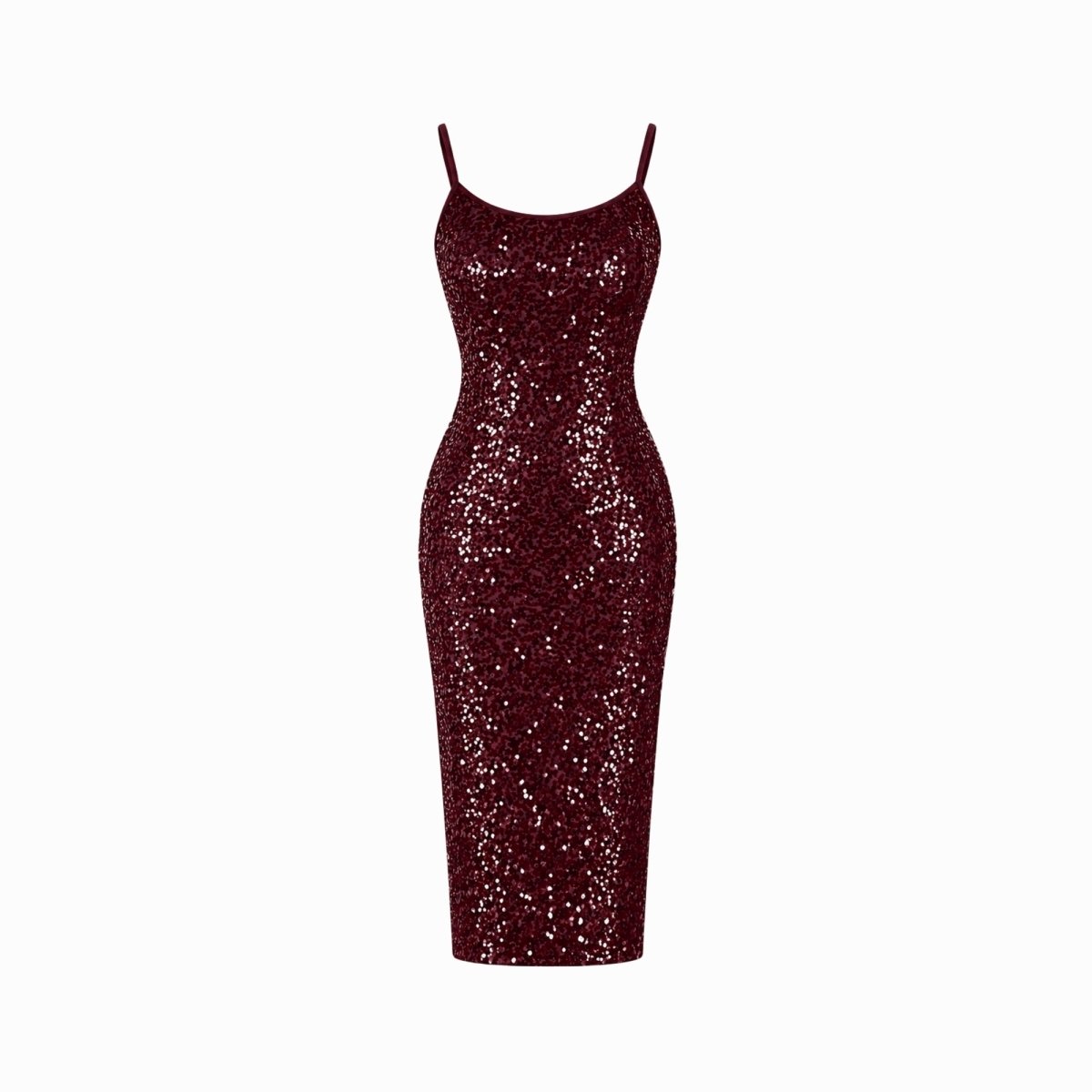Vestido midi de lentejuelas para mujer con abertura lateral-Midi Dress-Casaluzia