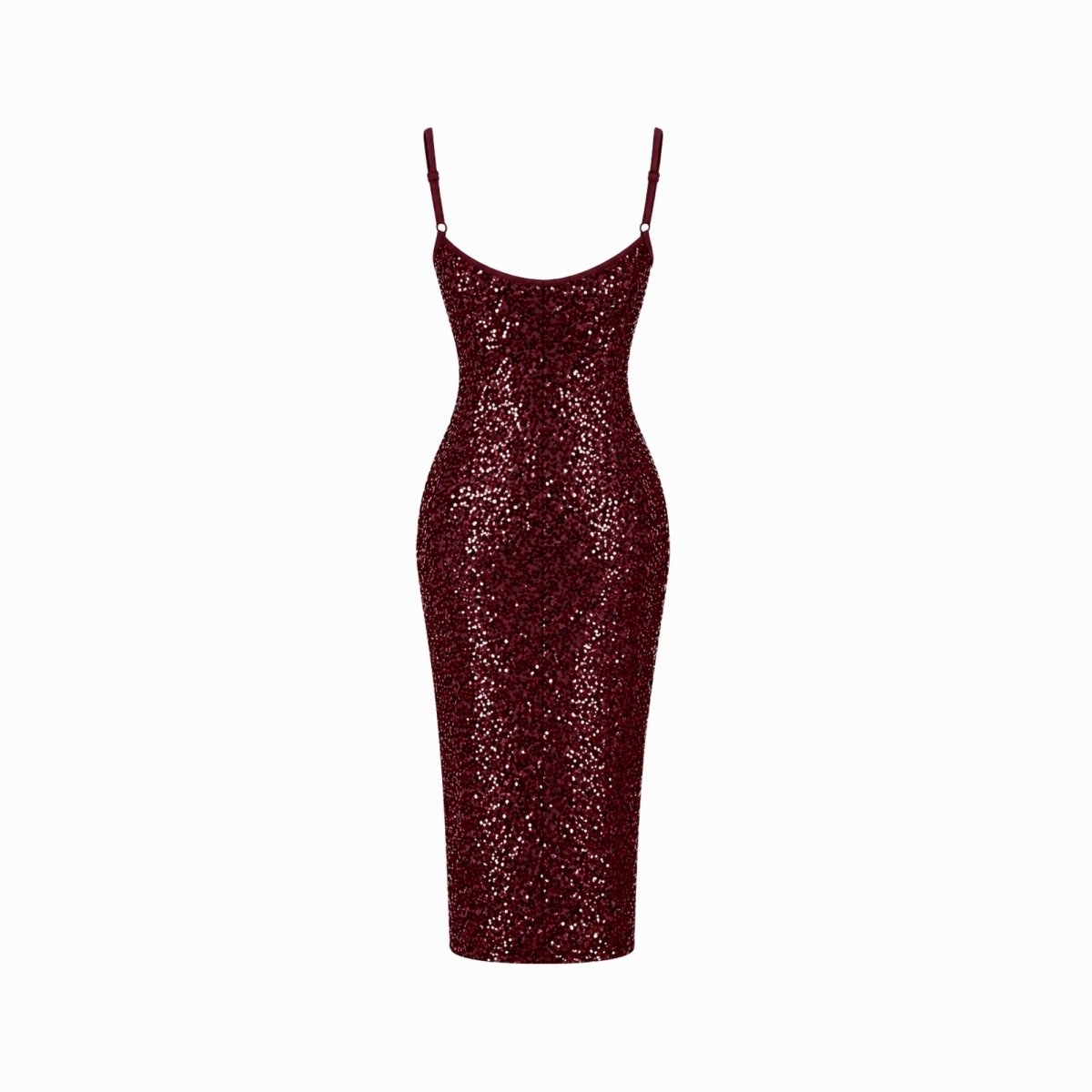 Vestido midi de lentejuelas para mujer con abertura lateral-Midi Dress-Casaluzia