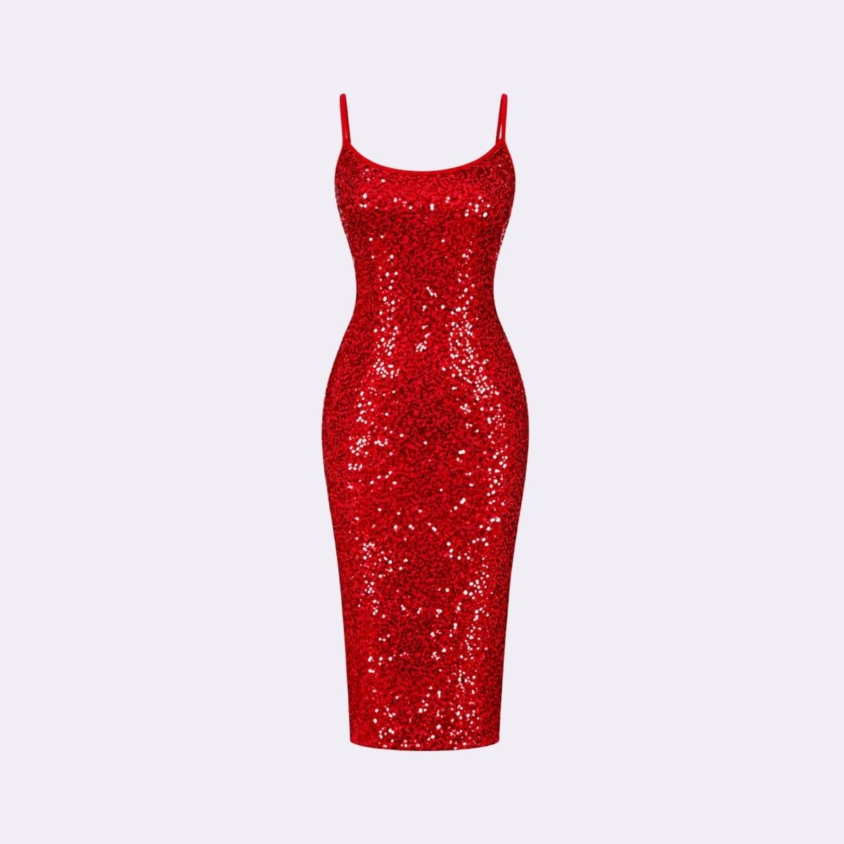 Vestido midi de lentejuelas para mujer con abertura lateral-Midi Dress-Casaluzia
