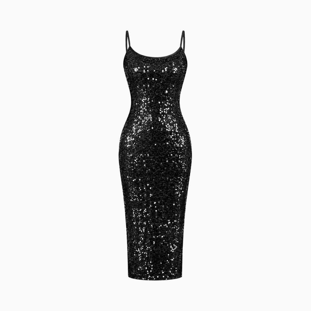 Vestido midi de lentejuelas para mujer con abertura lateral-Midi Dress-Casaluzia