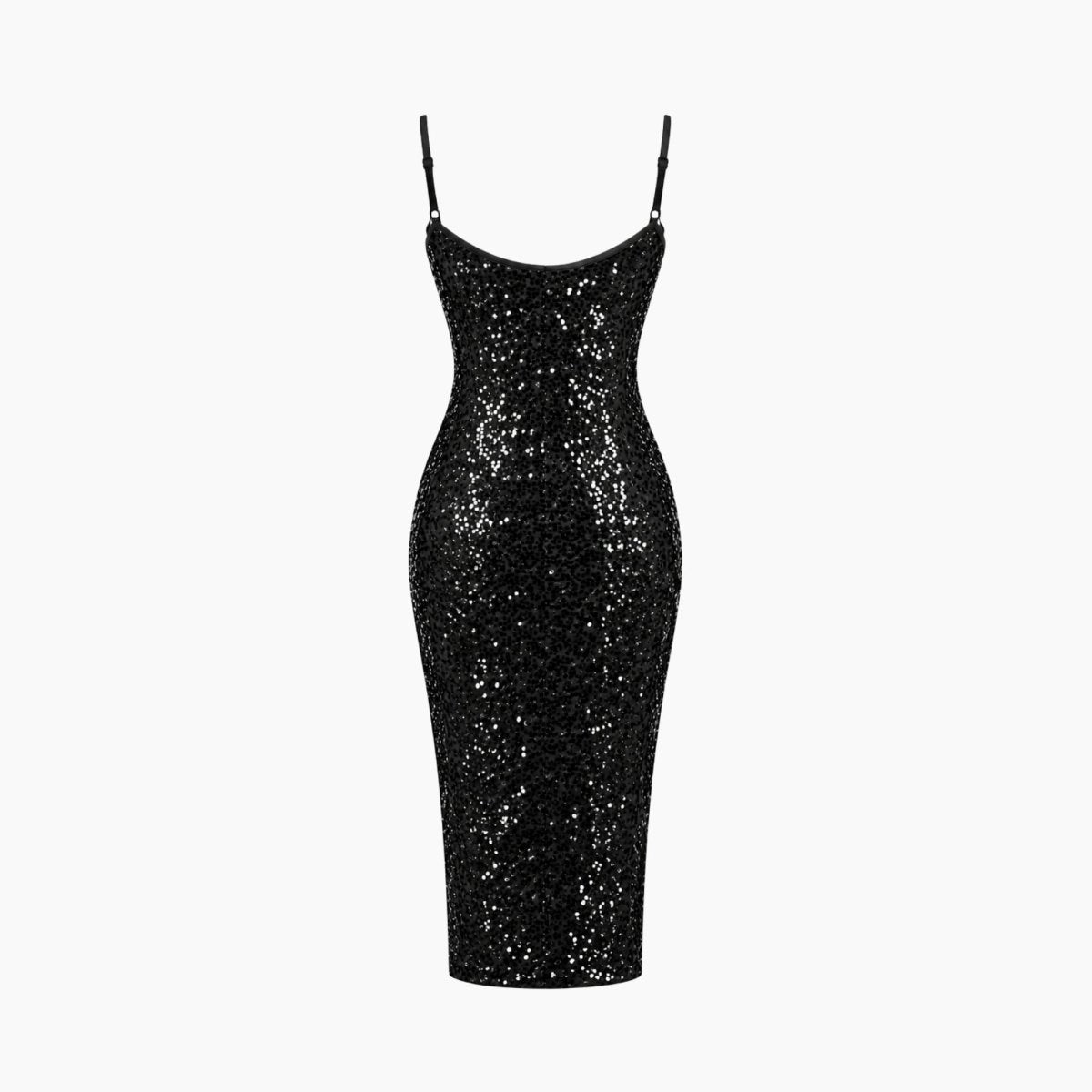 Vestido midi de lentejuelas para mujer con abertura lateral-Midi Dress-Casaluzia