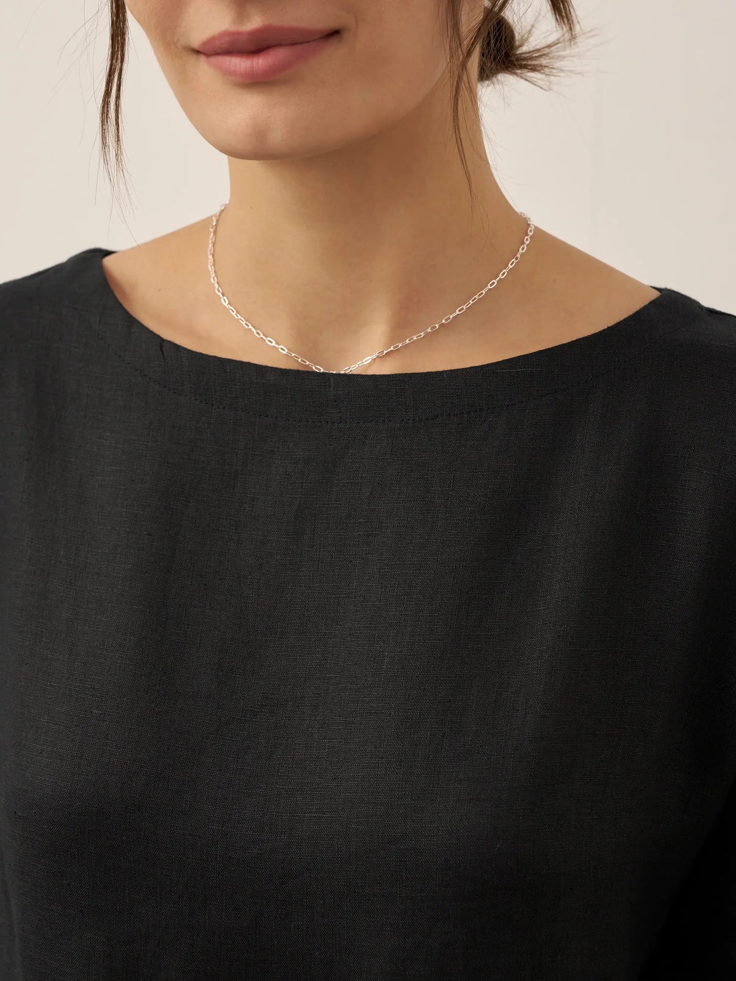 Vestido midi de lino de manga corta para mujer-Midi Dress-Casaluzia