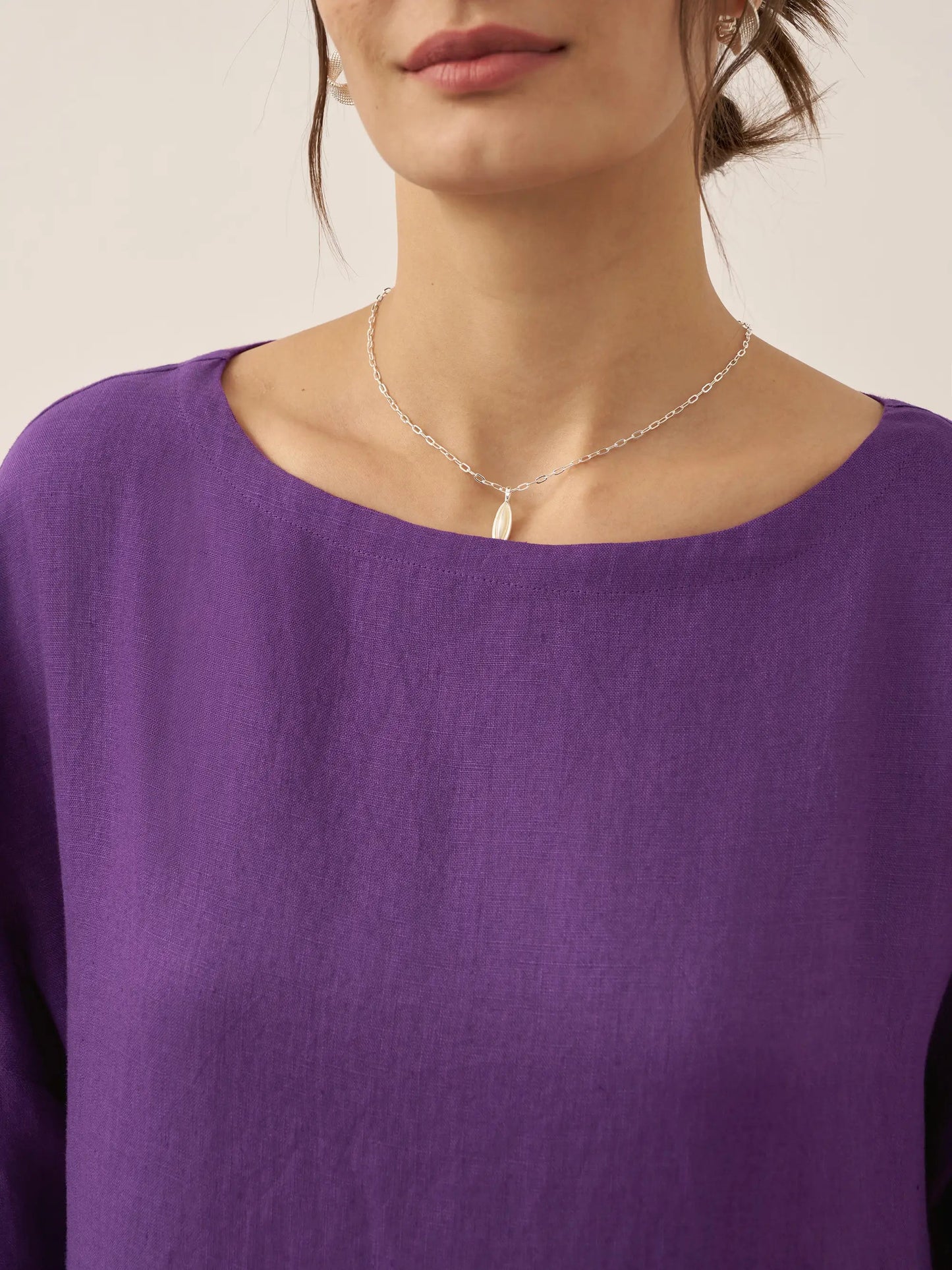 Vestido midi de lino de manga corta para mujer-Midi Dress-Casaluzia