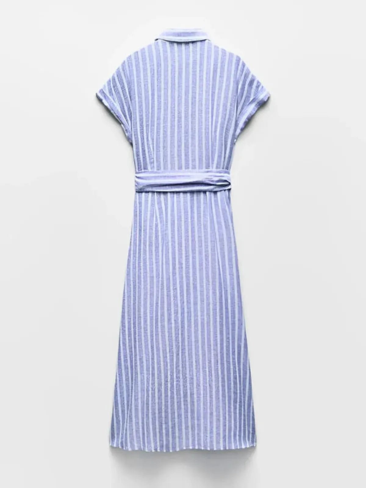 Vestido Midi de Mujer con Rayas y Botones Frontales-Midi Dress-Casaluzia