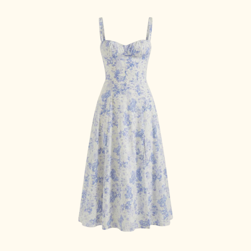 Vestido midi mujer con escote corazón y tirantes-Midi Dress-Casaluzia