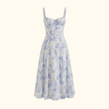 Vestido midi mujer con escote corazón y tirantes-Midi Dress-Casaluzia