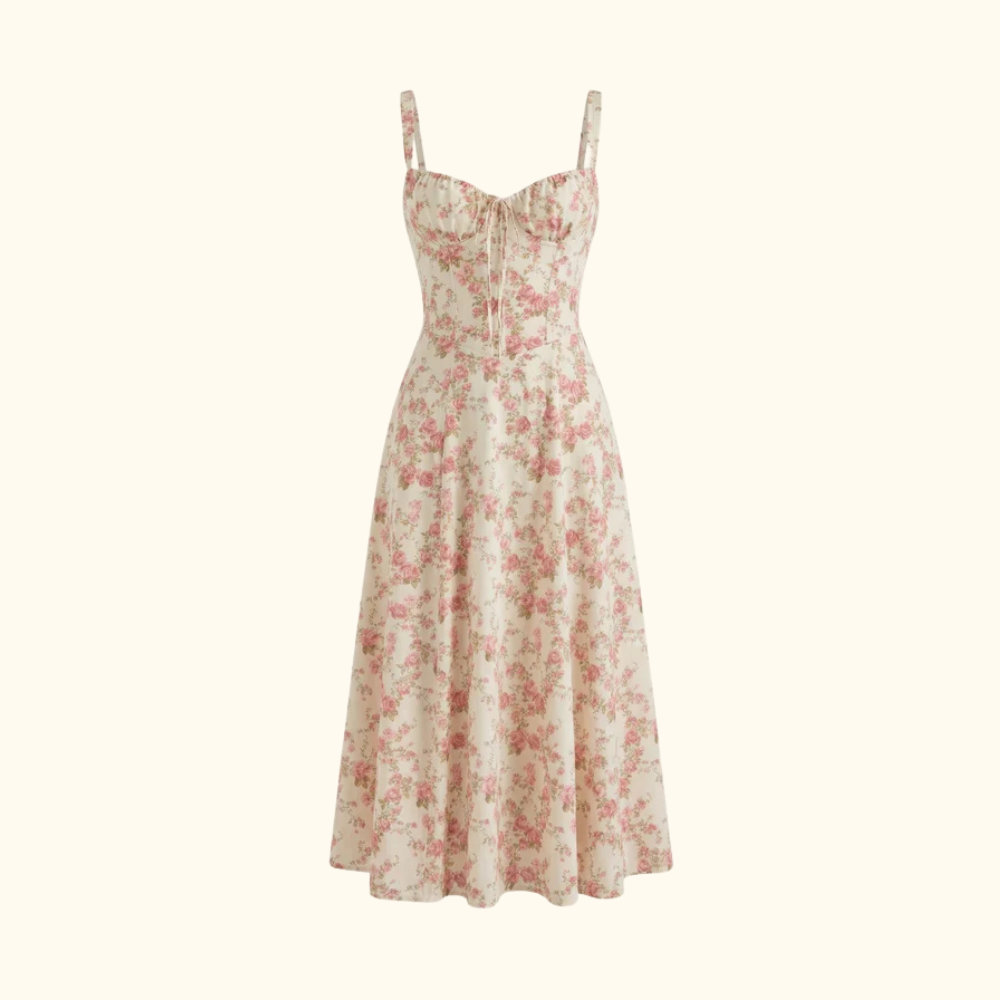 Vestido midi mujer con escote corazón y tirantes-Midi Dress-Casaluzia