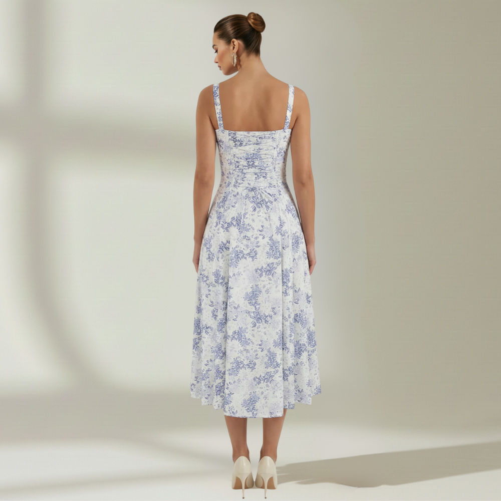 Vestido midi mujer con escote corazón y tirantes-Midi Dress-Casaluzia
