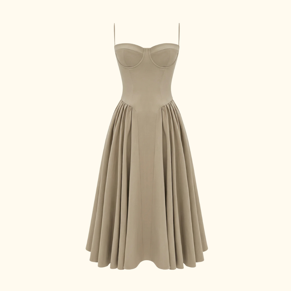 Vestido midi mujer con estampado floral y tirantes finos-Midi Dress-Casaluzia