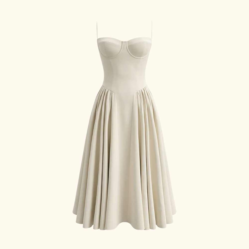 Vestido midi mujer con estampado floral y tirantes finos-Midi Dress-Casaluzia