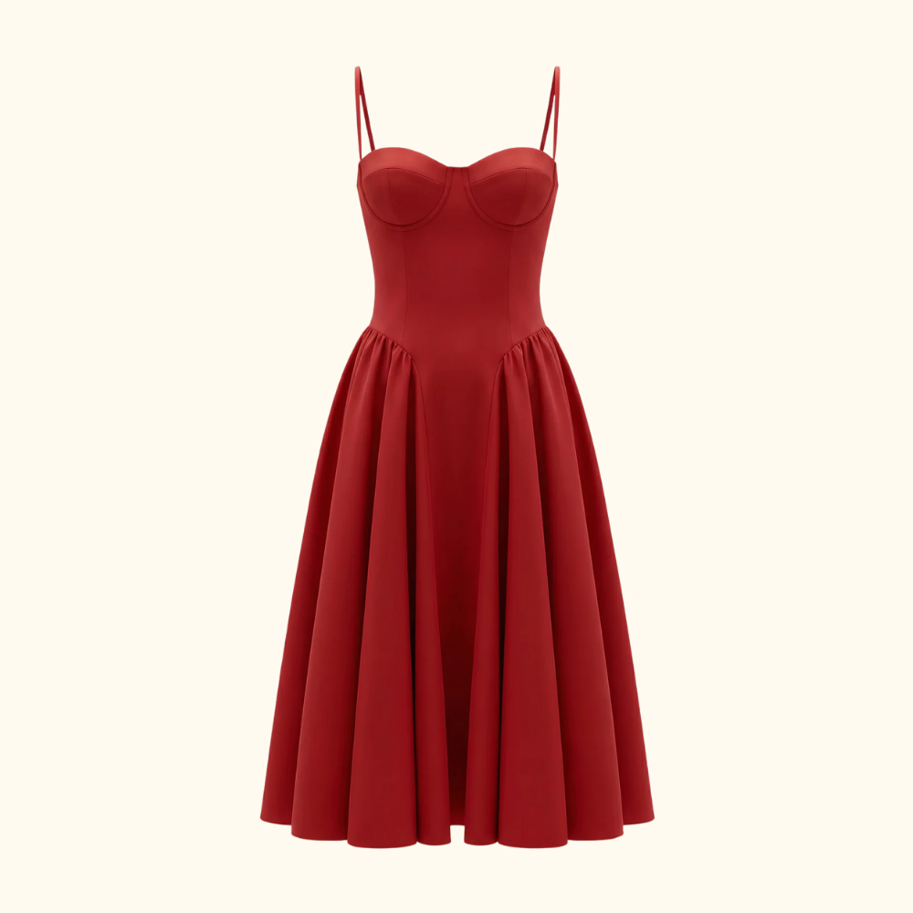 Vestido midi mujer con estampado floral y tirantes finos-Midi Dress-Casaluzia