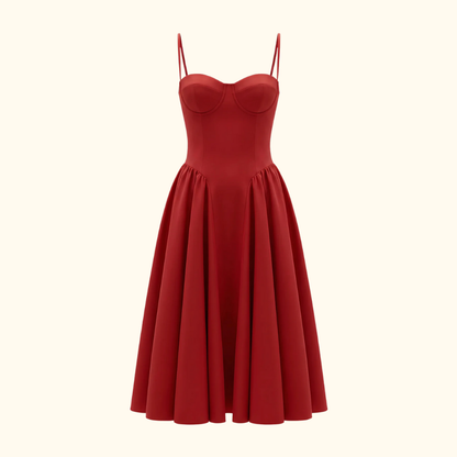 Vestido midi mujer con estampado floral y tirantes finos-Midi Dress-Casaluzia