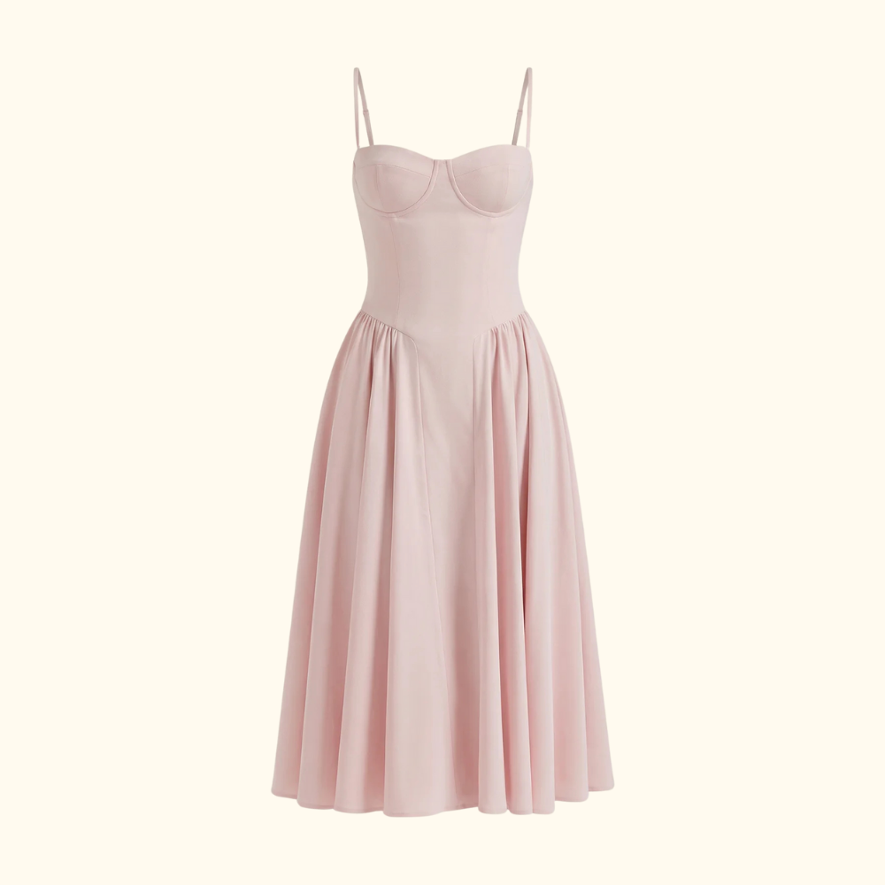 Vestido midi mujer con estampado floral y tirantes finos-Midi Dress-Casaluzia