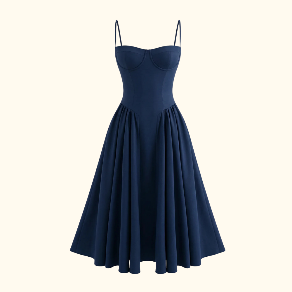 Vestido midi mujer con estampado floral y tirantes finos-Midi Dress-Casaluzia