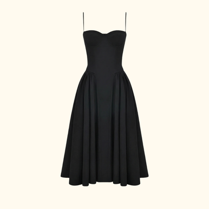 Vestido midi mujer con estampado floral y tirantes finos-Midi Dress-Casaluzia
