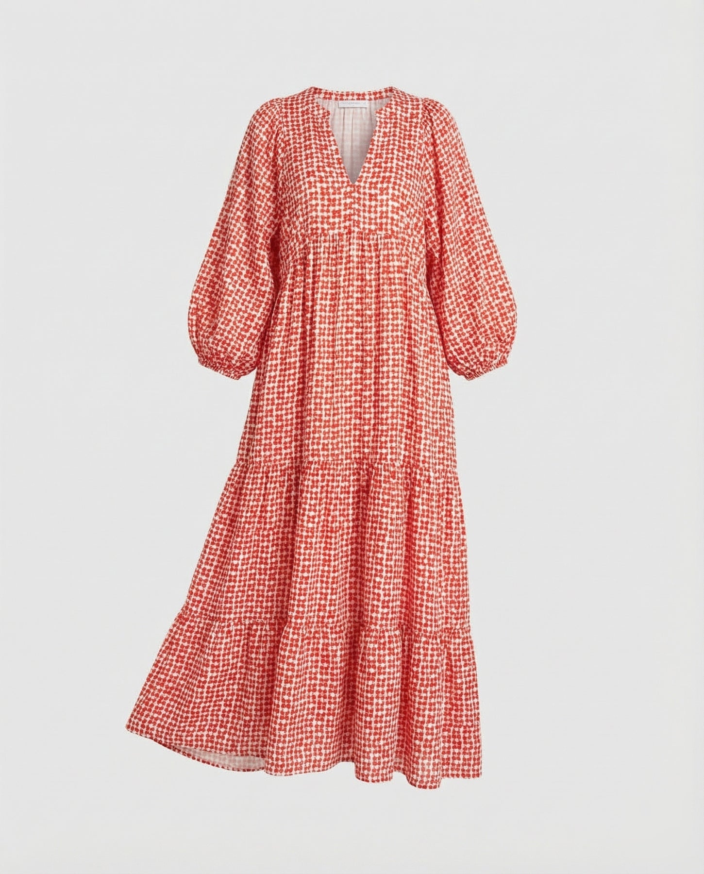 Vestido midi para mujer con escote en V y diseño en capas-Midi Dress-Casaluzia