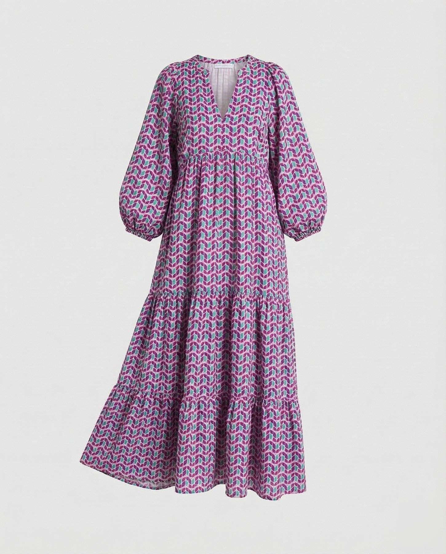 Vestido midi para mujer con escote en V y diseño en capas-Midi Dress-Casaluzia