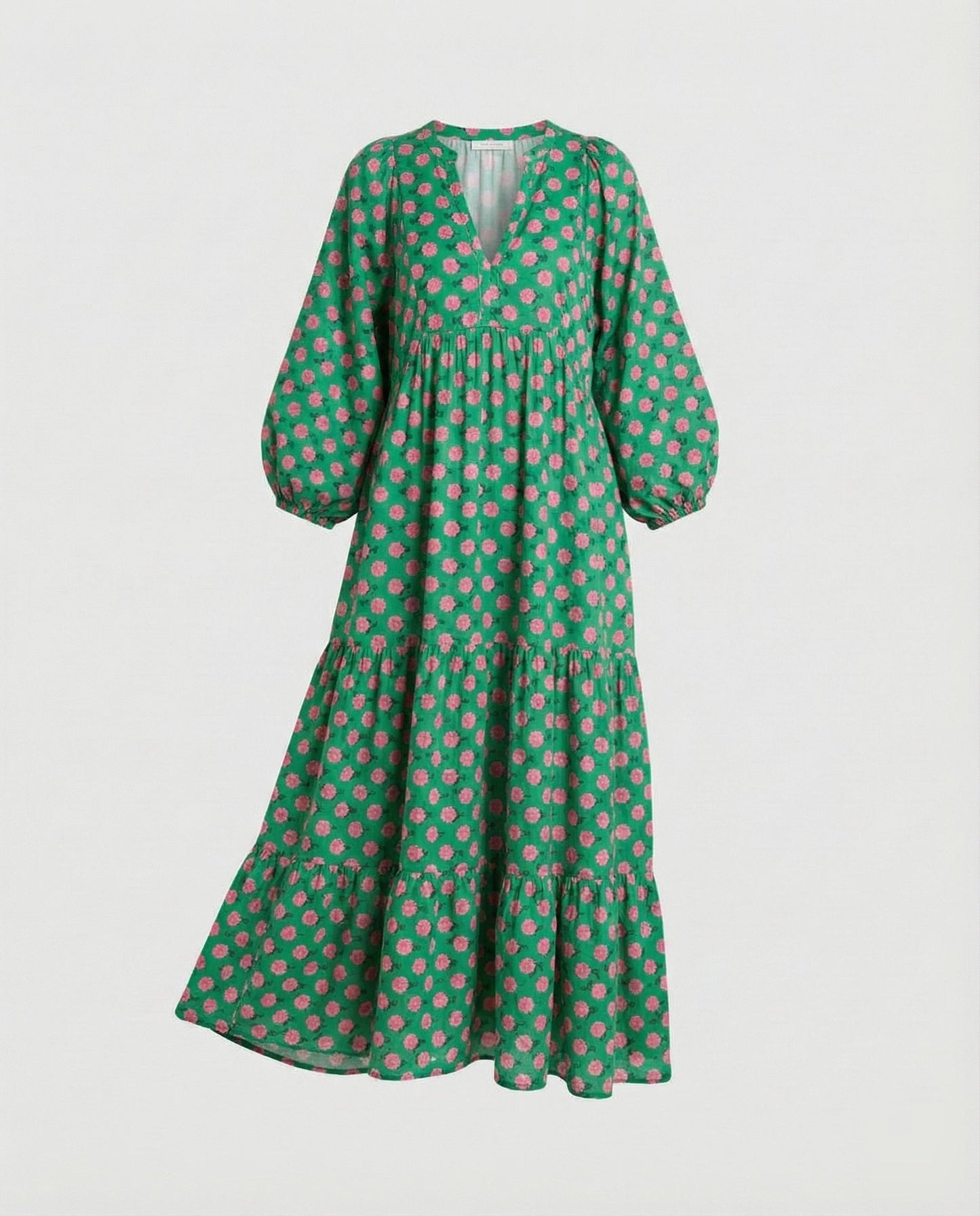 Vestido midi para mujer con escote en V y diseño en capas-Midi Dress-Casaluzia