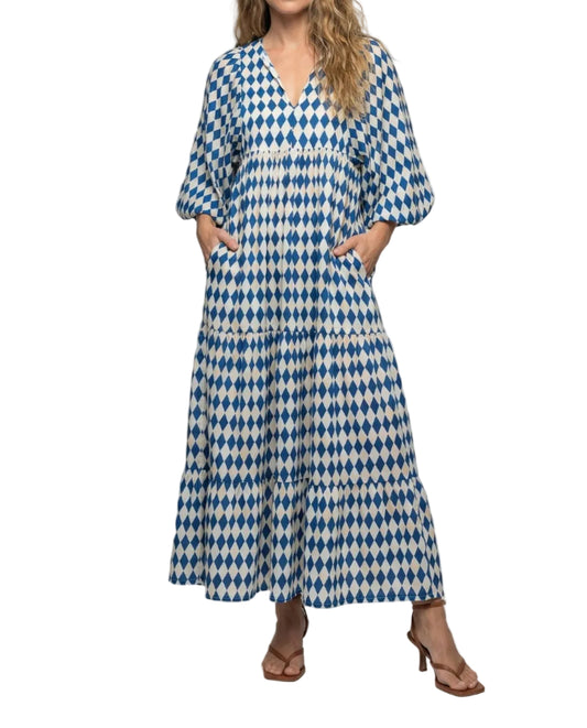 Vestido midi para mujer con escote en V y diseño en capas-Midi Dress-Casaluzia