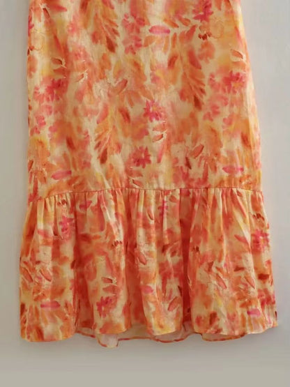 Vestido midi para mujer con volantes y escote en V-Midi Dress-Casaluzia