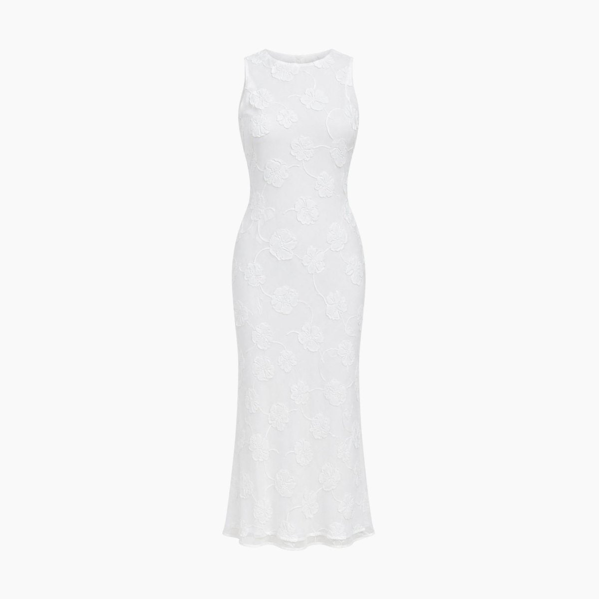 Vestido midi sin mangas con estampado floral para mujer-Midi Dress-Casaluzia