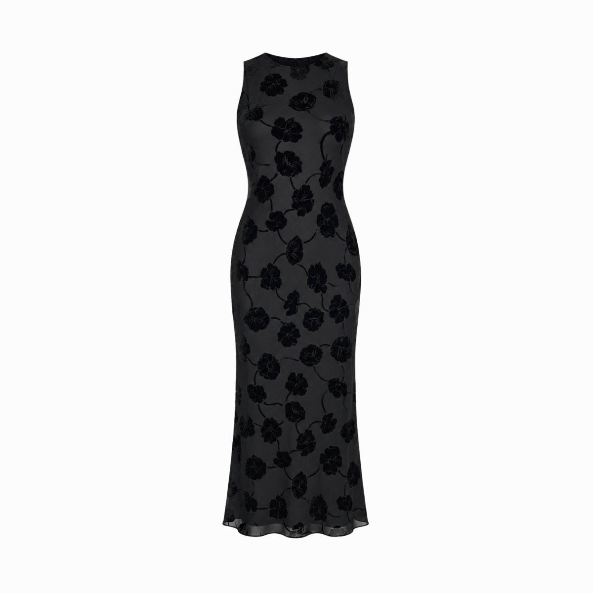 Vestido midi sin mangas con estampado floral para mujer-Midi Dress-Casaluzia