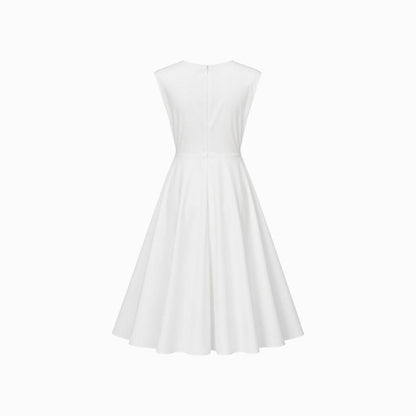 Vestido midi sin mangas con nudo lateral para mujer-Midi Dress-Casaluzia