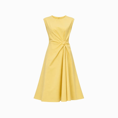 Vestido midi sin mangas con nudo lateral para mujer-Midi Dress-Casaluzia
