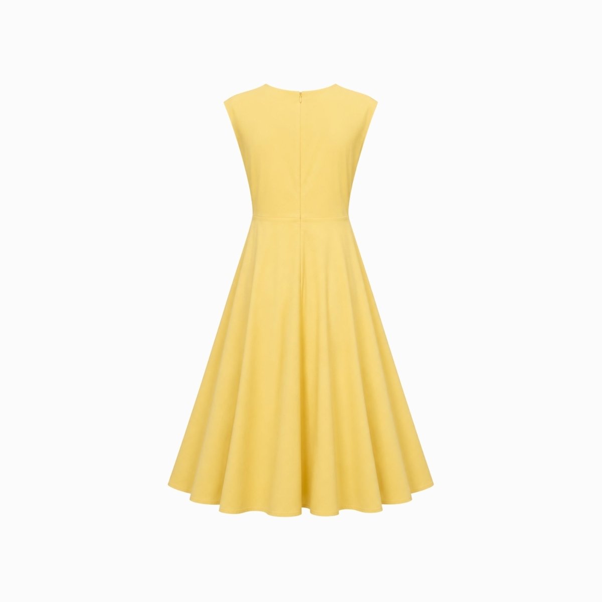 Vestido midi sin mangas con nudo lateral para mujer-Midi Dress-Casaluzia