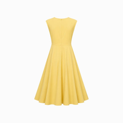 Vestido midi sin mangas con nudo lateral para mujer-Midi Dress-Casaluzia