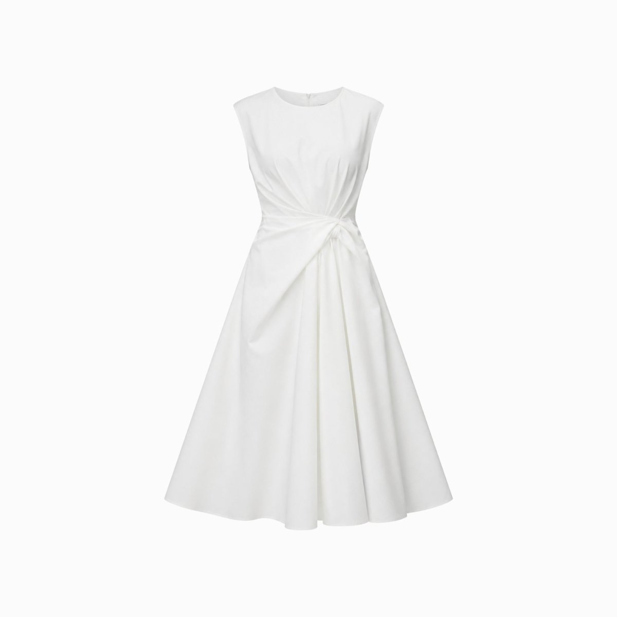 Vestido midi sin mangas con nudo lateral para mujer-Midi Dress-Casaluzia