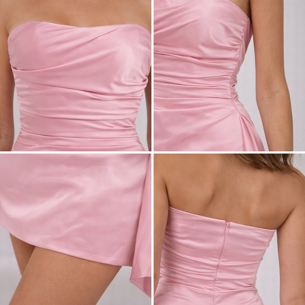 Vestido mini de mujer sin tirantes-Mini Dress-Casaluzia
