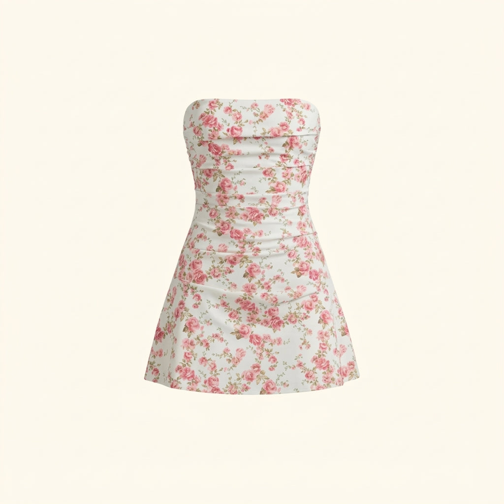Vestido mini de mujer sin tirantes-Mini Dress-Casaluzia