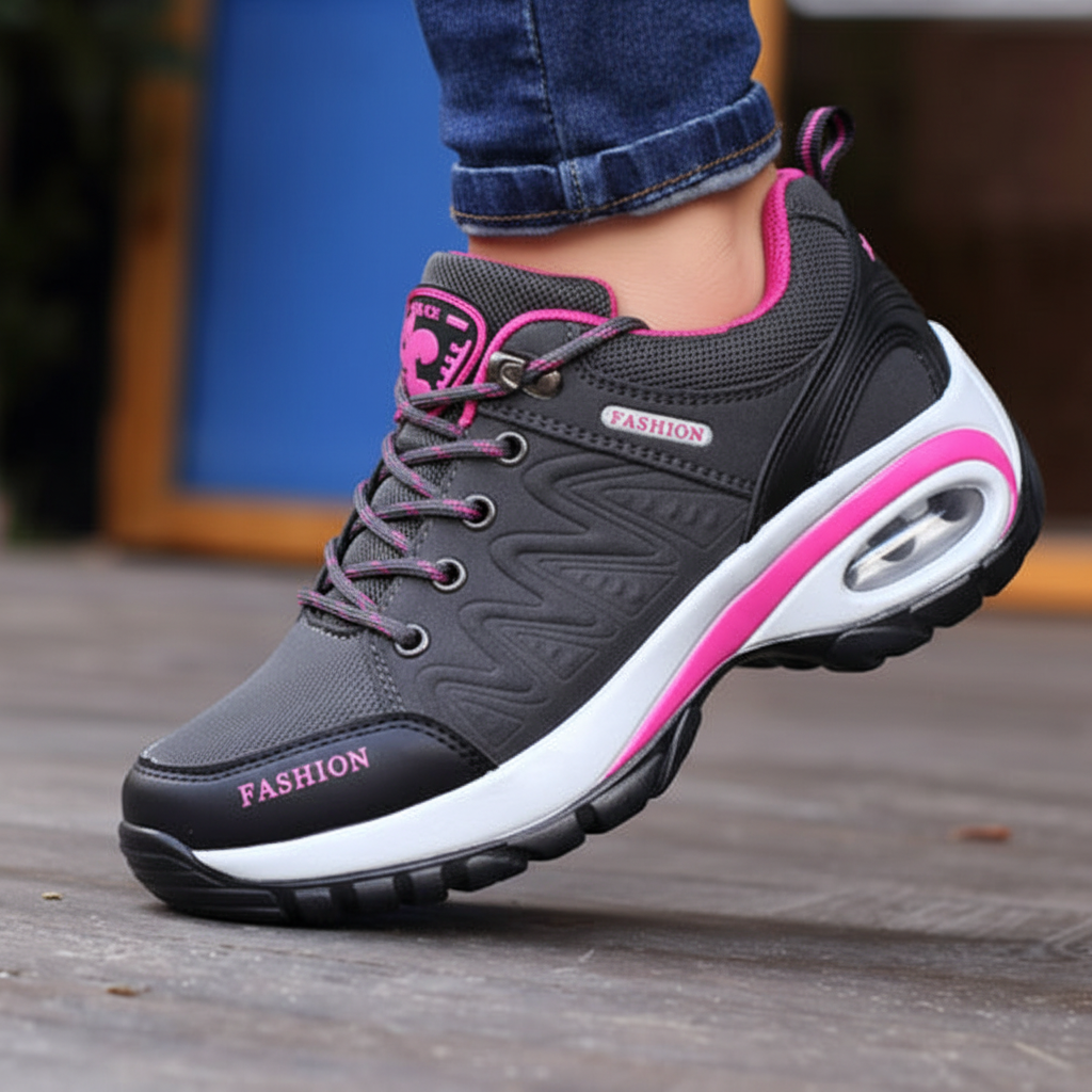 Zapatillas de senderismo para mujer con cordones y suela con relieve-Footwear for women-Casaluzia