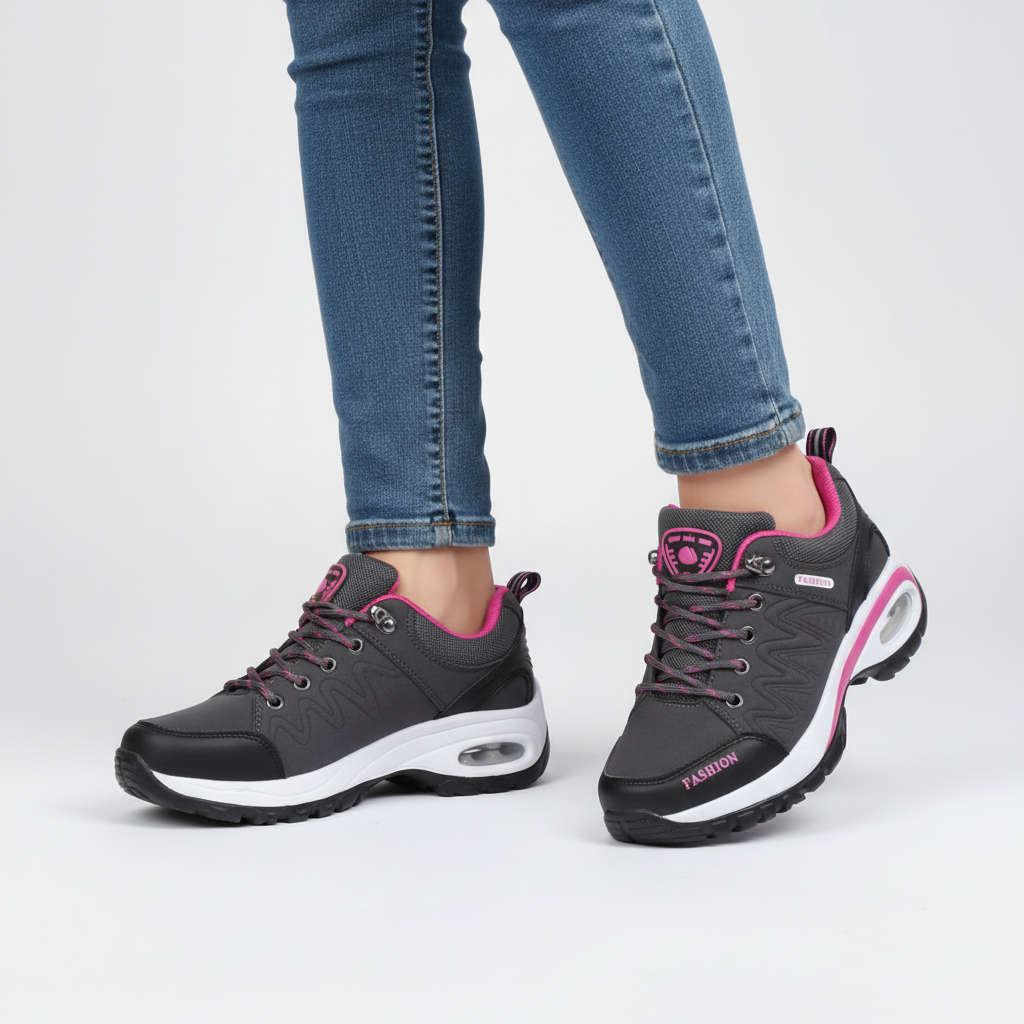 Zapatillas de senderismo para mujer con cordones y suela con relieve-Footwear for women-Casaluzia