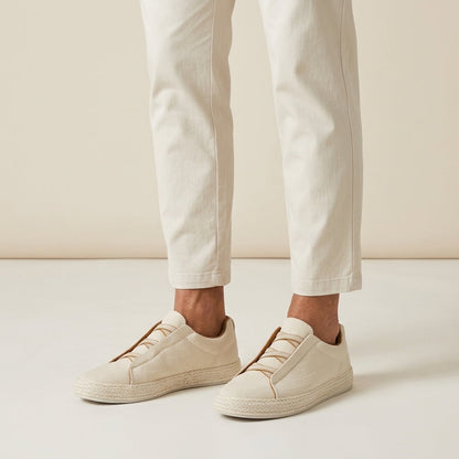 Zapatillas tipo slip-on de punto para hombre con ribete de yute-Footwear for men-Casaluzia