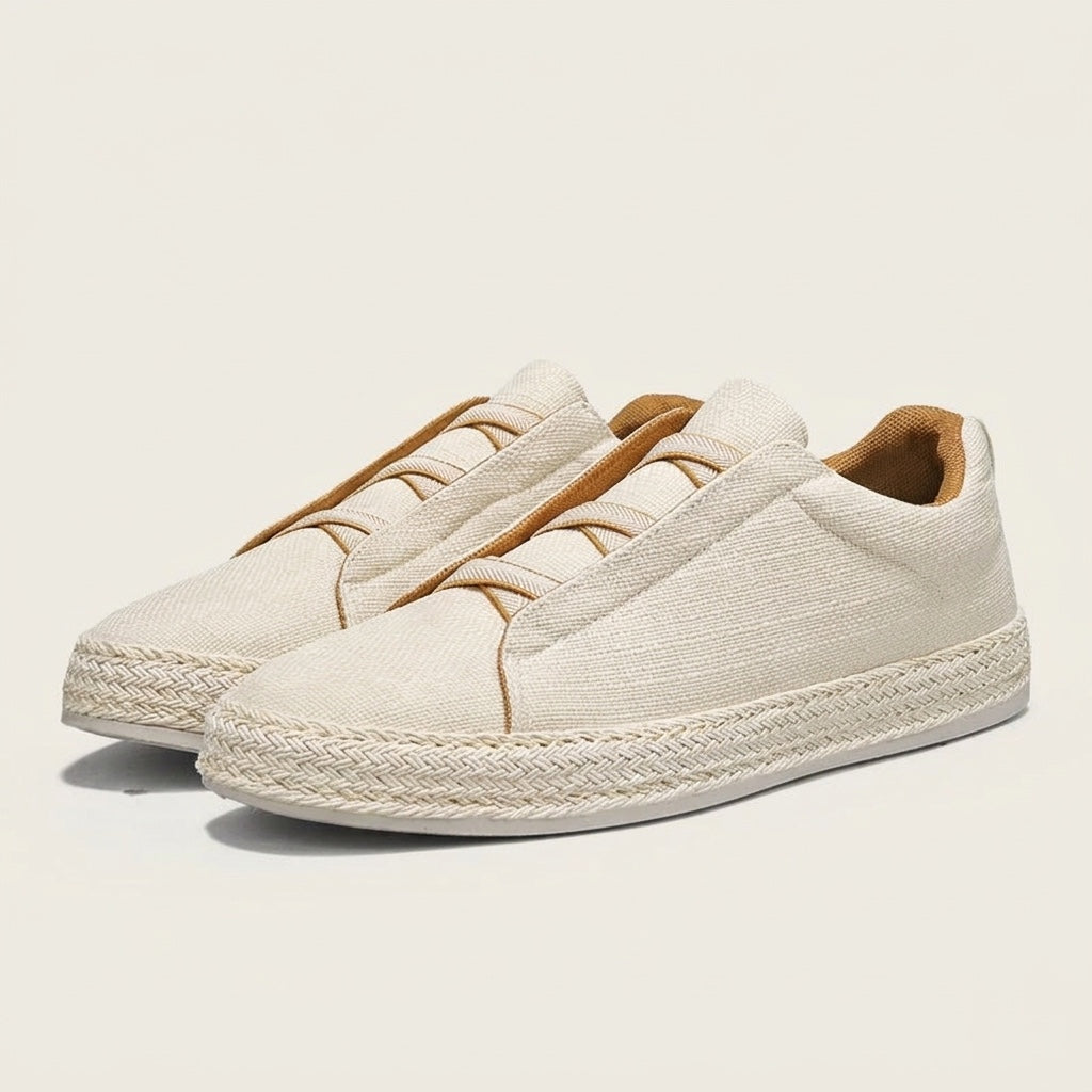 Zapatillas tipo slip-on de punto para hombre con ribete de yute-Footwear for men-Casaluzia