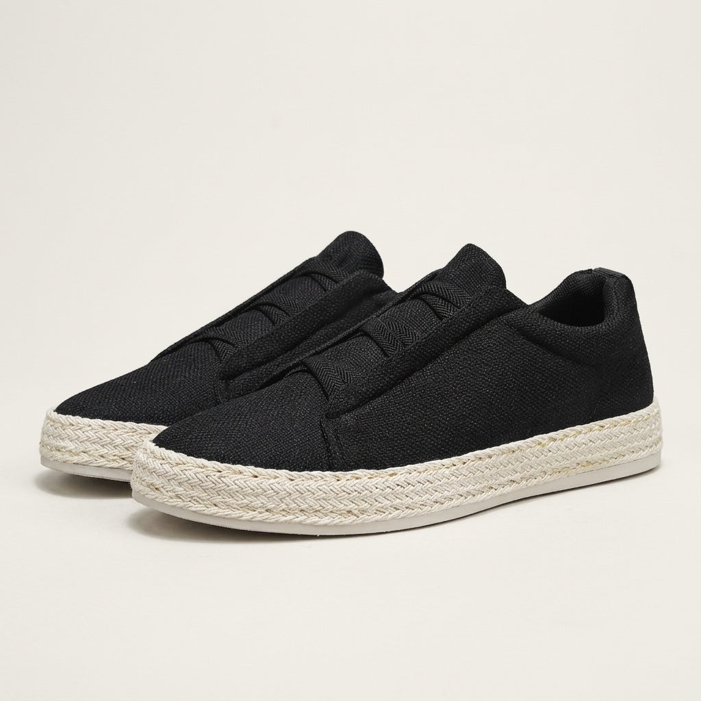 Zapatillas tipo slip-on de punto para hombre con ribete de yute-Footwear for men-Casaluzia