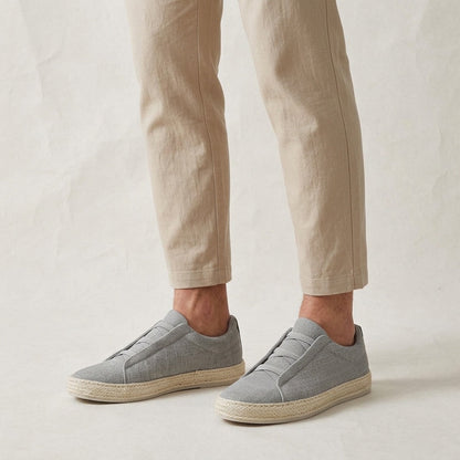 Zapatillas tipo slip-on de punto para hombre con ribete de yute-Footwear for men-Casaluzia