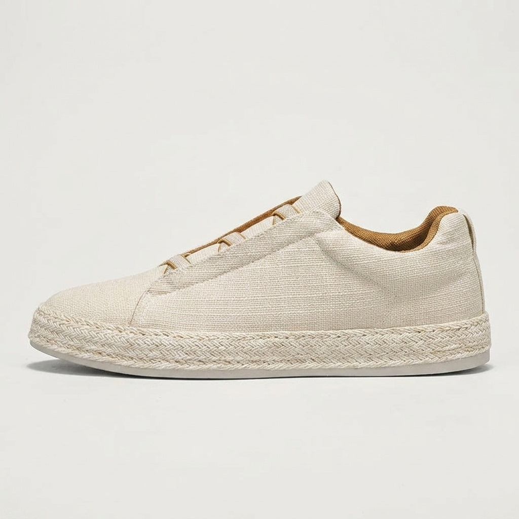 Zapatillas tipo slip-on de punto para hombre con ribete de yute-Footwear for men-Casaluzia