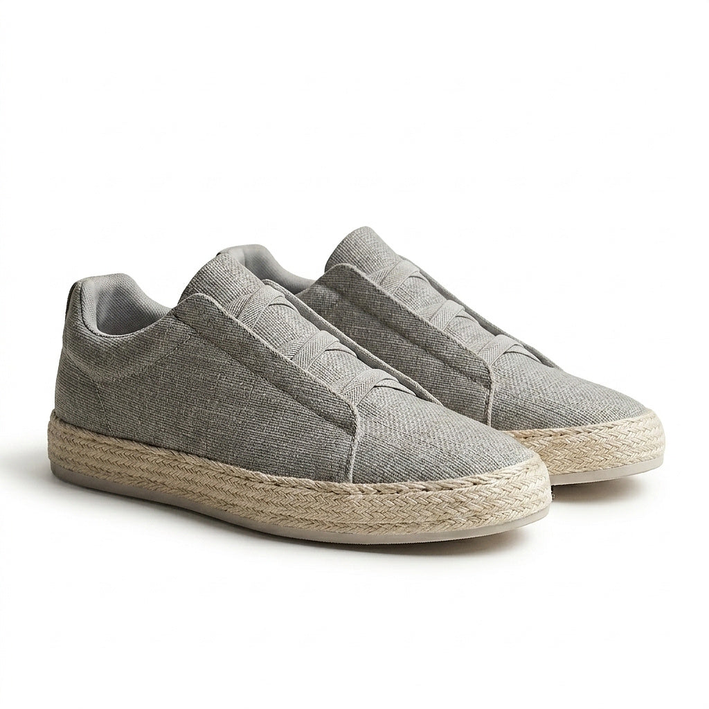 Zapatillas tipo slip-on de punto para hombre con ribete de yute-Footwear for men-Casaluzia