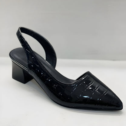 Zapatos de tacón bajo con tira trasera y punta afilada para mujer-Footwear for women-Casaluzia